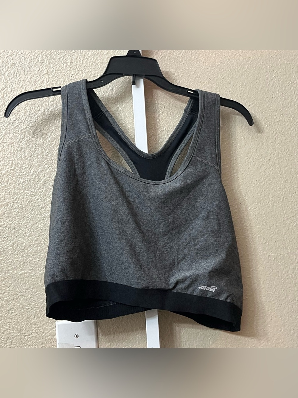 Avia Gray and Black Racerback Sports Bra
